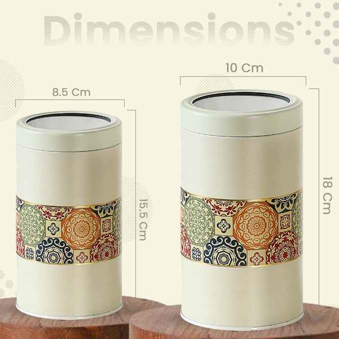 Mandala Beige Rangoli 850ml & 1400ml Food Grade Metal Jars Set of 4 (2M+2XL) Size - Jarsome