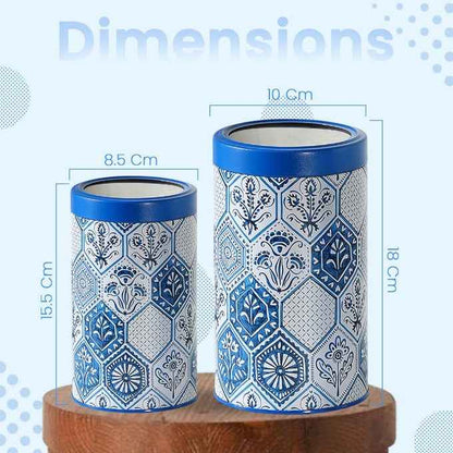Moroccan Blue Pastel Airtight Lid Jars