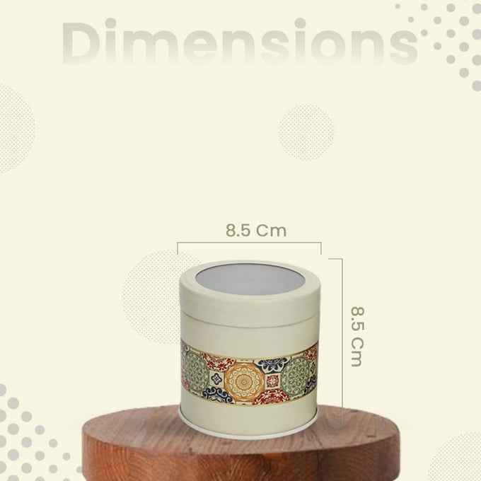 Mandala Beige Rangoli 450 ml Food Grade Metal Jars Set of 2 S Size - Jarsome