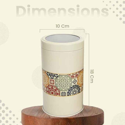 Mandala Beige Rangoli 1400ml Food Grade Metal Jars Set of 2 X-L Size - Jarsome