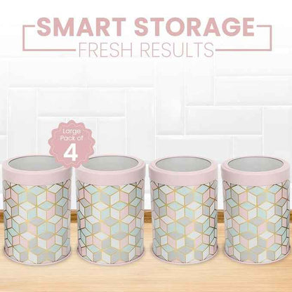 `Moroccan Pink Pastel 1150ml Airtight Lid Jars Set of 4 L  Size - Jarsome