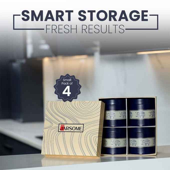 Mandala Blue Elephant 450ml Food Grade Metal Jars Set of 4 S Size