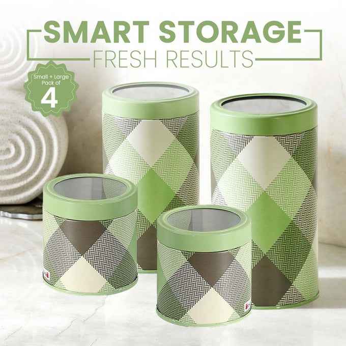 Brit Scottish Olive 450ml & 1150ml Airtight Food Storage Container Set of 4 (2S+2L) Size - Jarsome