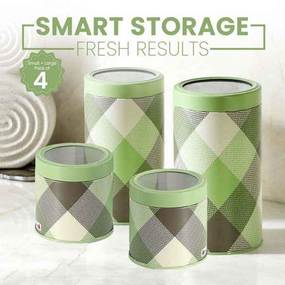 Brit Scottish Olive 450ml & 1150ml Airtight Food Storage Container Set of 4 (2S+2L) Size - Jarsome