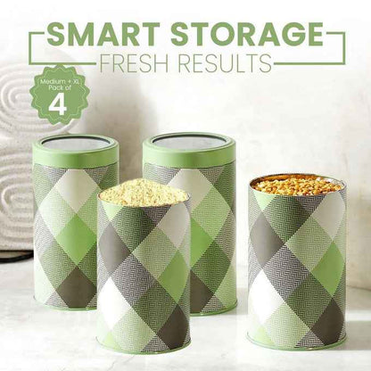 Brit Scottish Olive 850ml & 1450ml Airtight Food Storage Container  Set of 4 (2M+2XL) Size - Jarsome