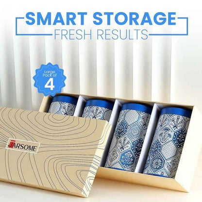 Moroccan Blue Pastel 1150ml Airtight Lid Jars Set of 4 L Size - Jarsome