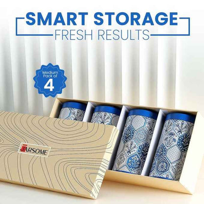 Moroccan Blue Pastel 850ml Airtight Lid Jars Set of 4 M  Size - Jarsome