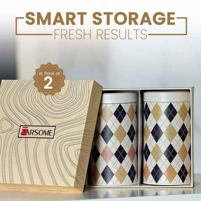 Brit Scottish Beige 1450ml Airtight Food Storage Container Set of 2 X-L Size - Jarsome