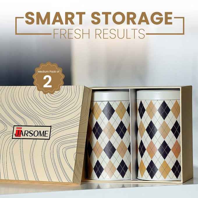 Brit Scottish Beige 850ml Airtight Food Storage Container Set of 2 M Size - Jarsome