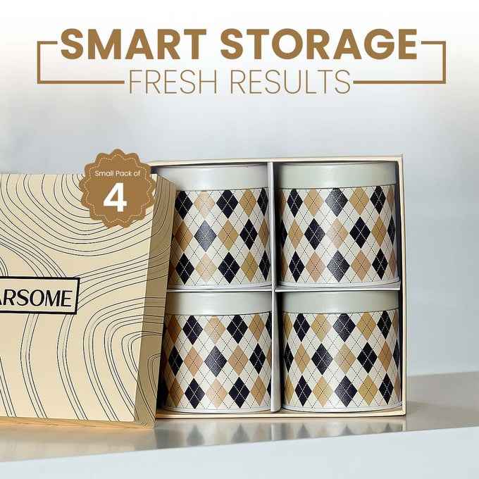 Brit Scottish Beige 450ml Airtight Food Storage Container Set of 4 S Size - Jarsome