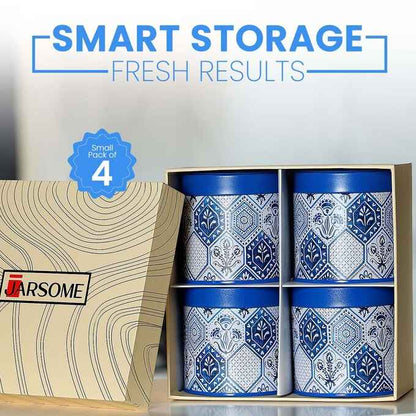 Moroccan Blue Pastel 450ml Airtight Lid Jars Set of 4 S Size - Jarsome
