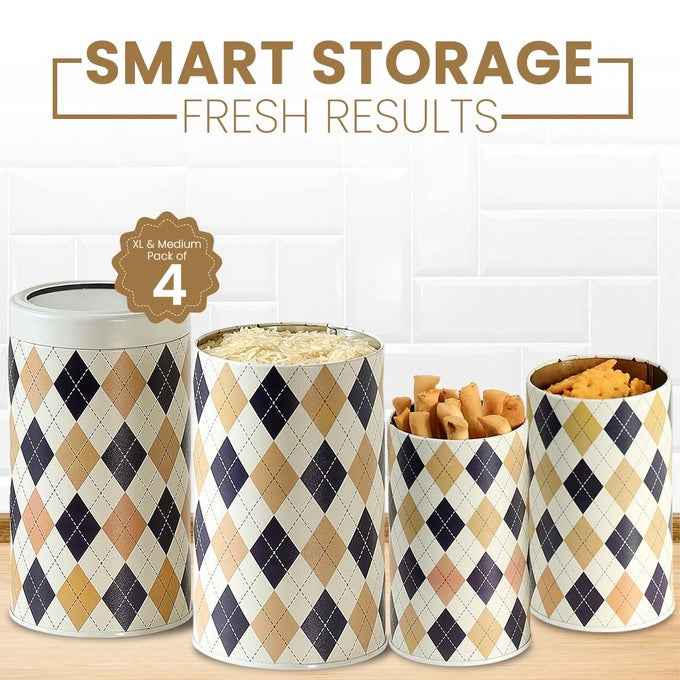 Brit Scottish Beige 850ml & 1150ml Airtight Food Storage Container Set of 4 - 2M+2X Size - Jarsome
