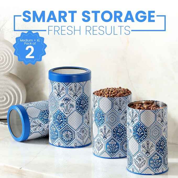 Moroccan Blue Pastel Airtight Lid Jars