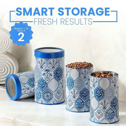 Moroccan Blue Pastel Airtight Lid Jars