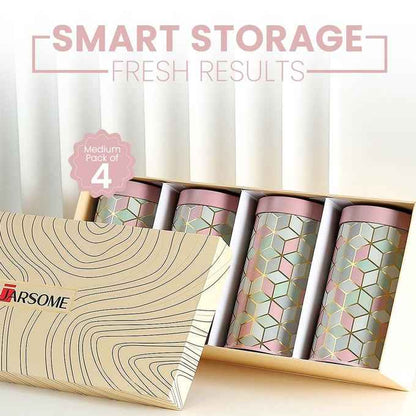 `Moroccan Pink Pastel 850ml Airtight Lid Jars Set of 4 M Size - Jarsome