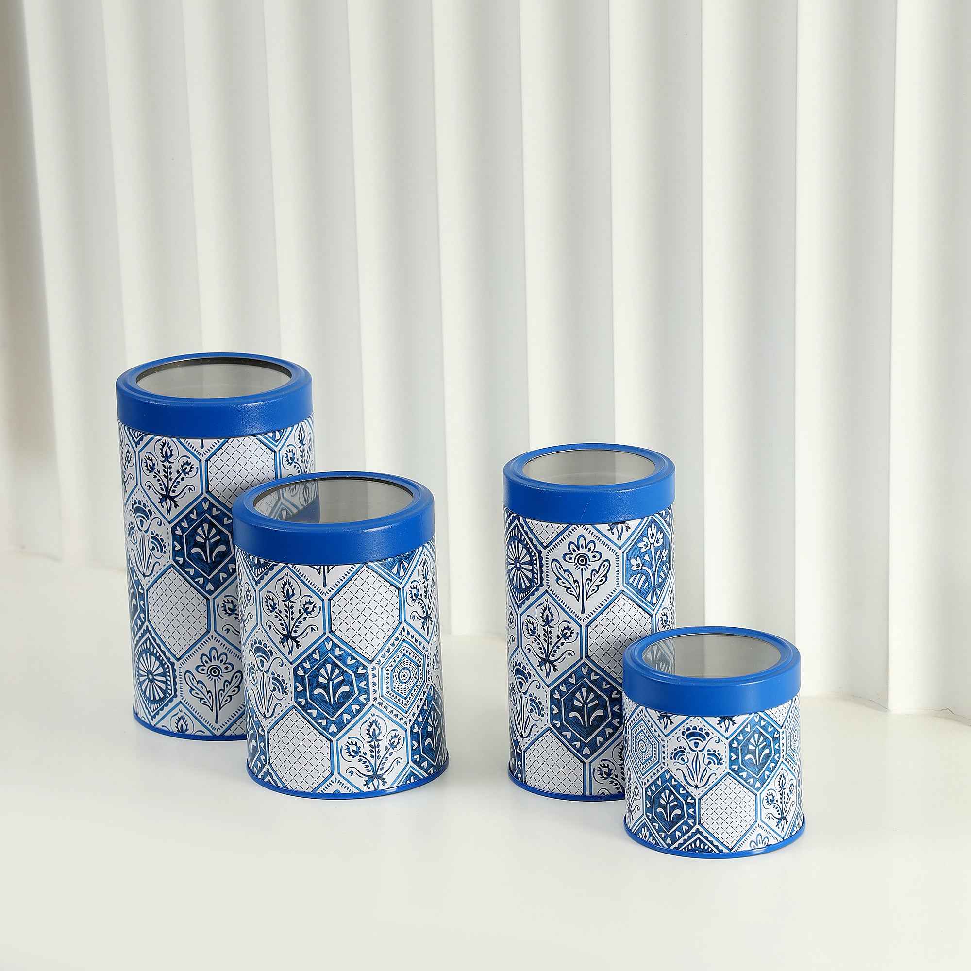 Moroccan Blue Pastel Airtight Lid Jars